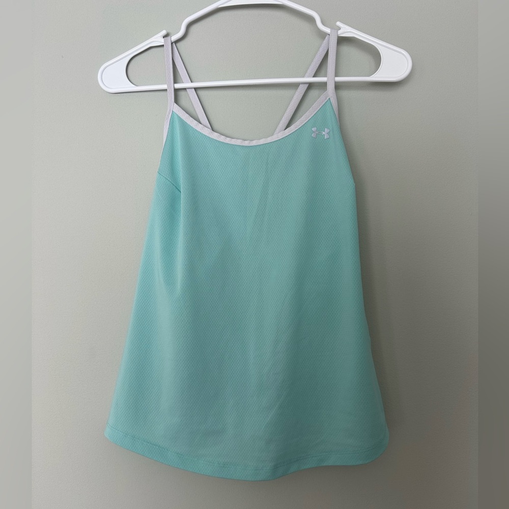Under Armour HeatGear Racerback Tank Top, Women's Small in Aqua
